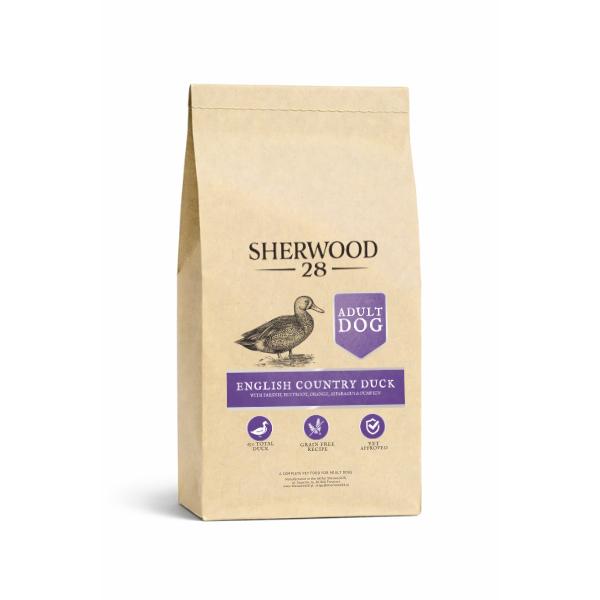 Bezzbożowa i hipoalergiczna karma dla psa 65% kaczka z warzywami Sherwood28