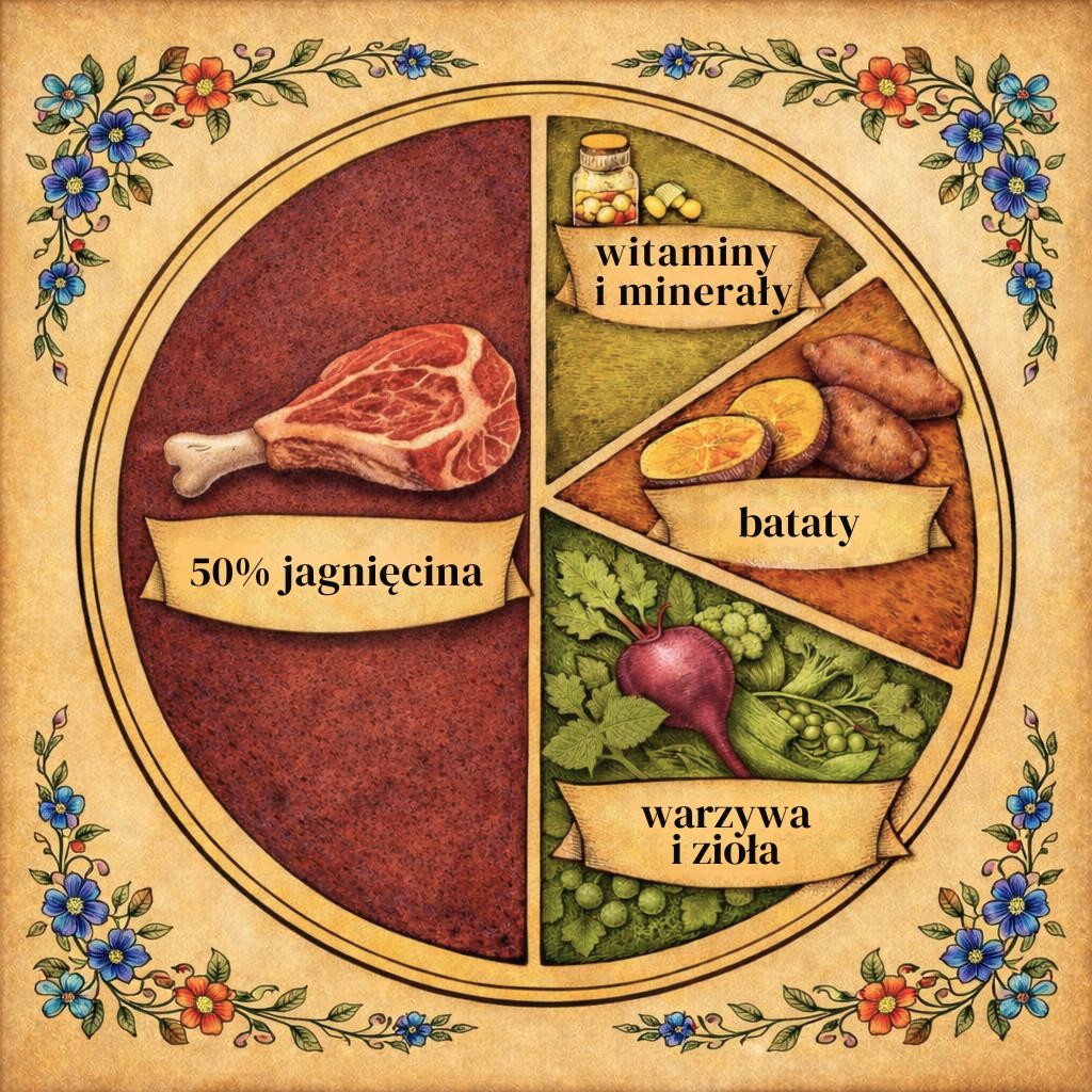 Skład karmy dla psa rasa mała 50% jagnięcina – hipoalergiczna Sherwood28