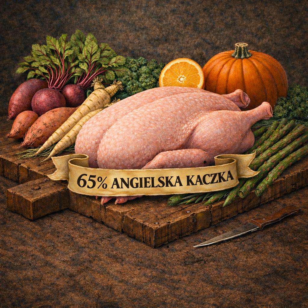 Skład karmy dla psa 65% brytyjska kaczka – receptura bezzbożowa i hipoalergiczna premium Sherwood28