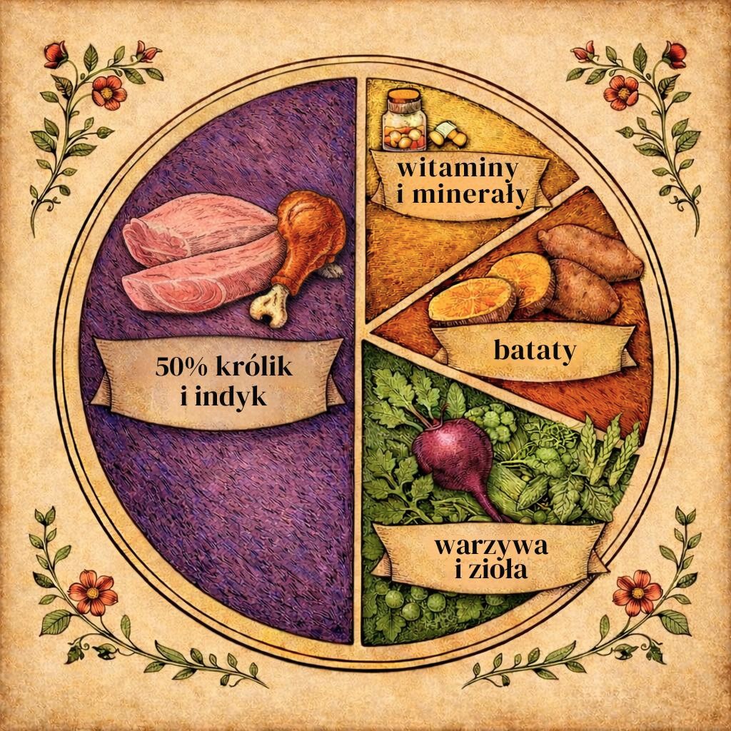 Skład karmy dla psa 50% królik – bezzbożowa najlepsza Sherwood28