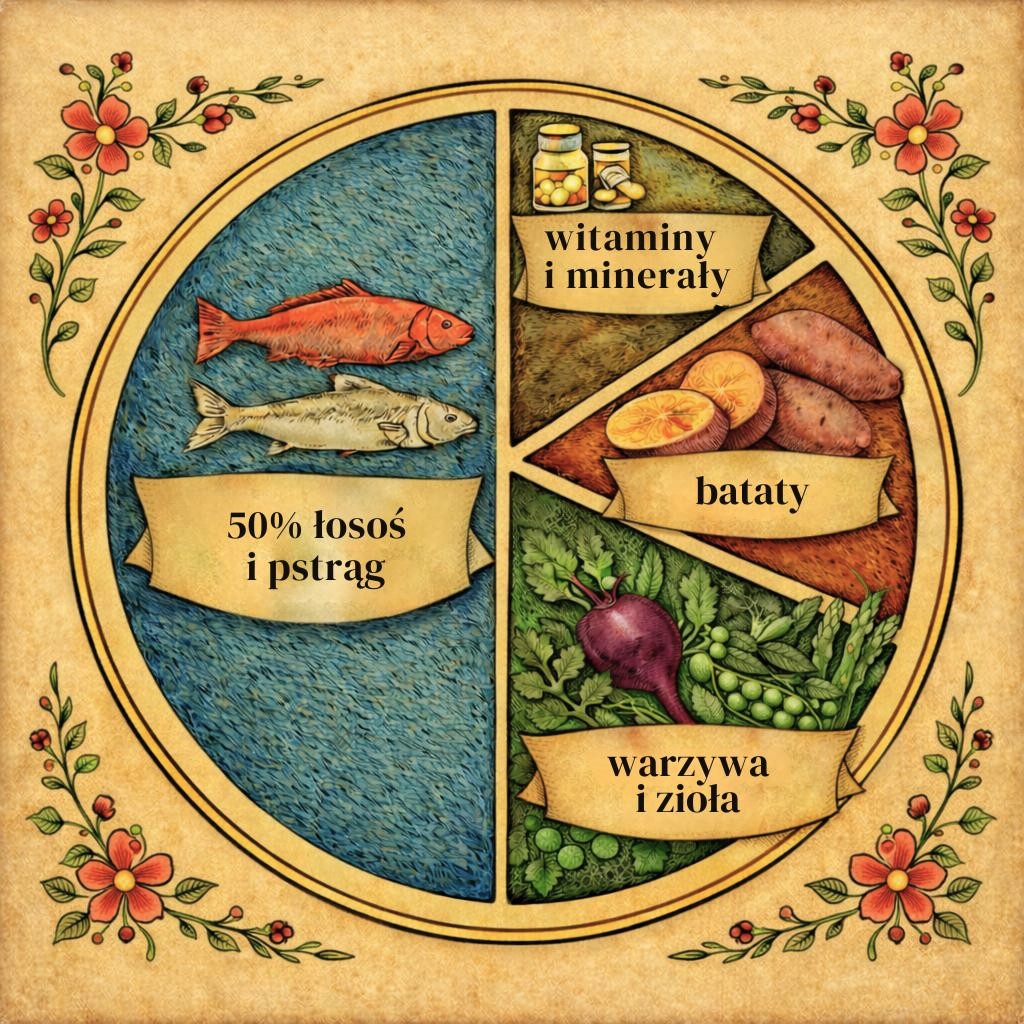 Skład karmy dla psa z łososiem, bezzbożowa hipoalergiczna Sherwood28