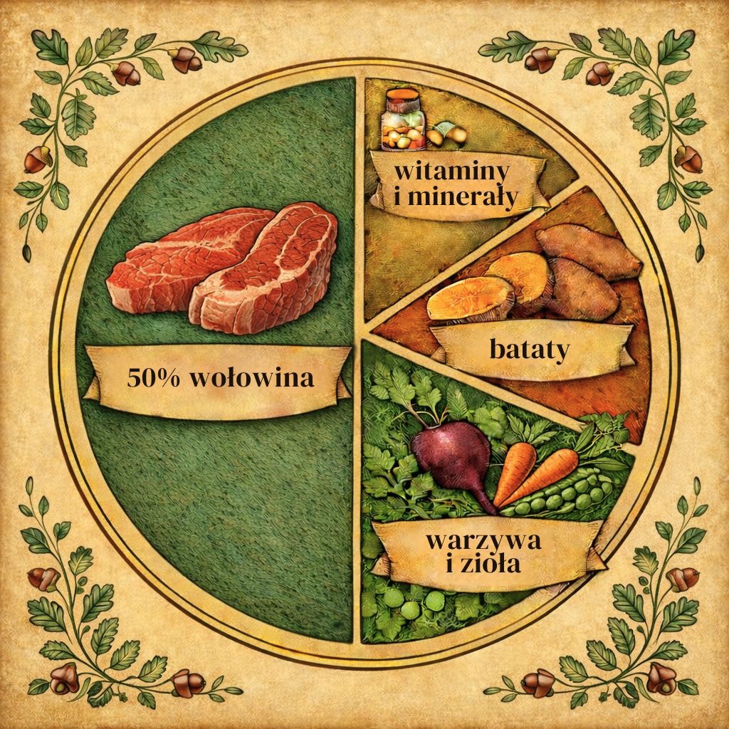 Skład karmy dla psa z wołowiną – receptura monobiałkowa Sherwood